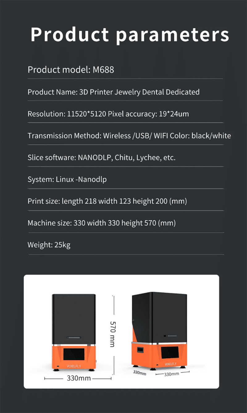 Description Picture 4 of itemSUMAOPAI 3d Printer 12k 10.1 Inch Lcd High Precision Light Curing Raspberry Pi  405nm Resin M688 Customized