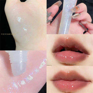 Female Makeup Lip Care Shimmer Shiny Sequins Liquid Lip Balm Cosmetics Watery Moisturizing Glitter Lip Gloss Lipstick Base