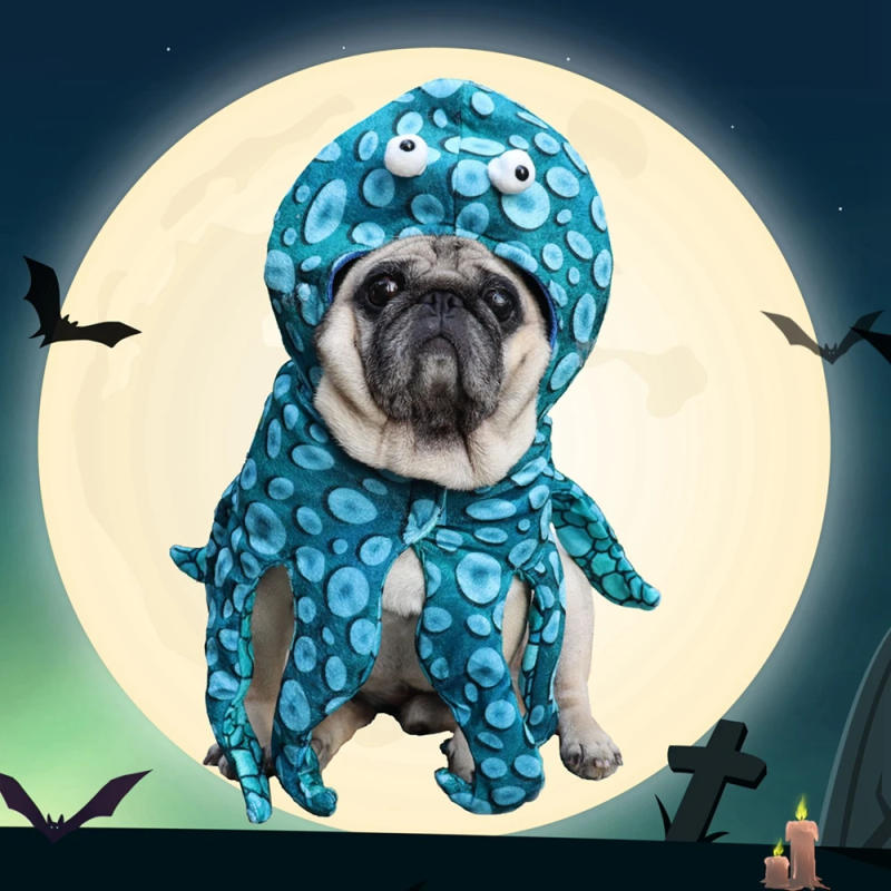 Description Picture 3 of itemPet Dog Halloween Costumes Funny Octopus Dog Clothes Dogs Octopus Outfits Pet Cat Dog Party Cosplay Clothing