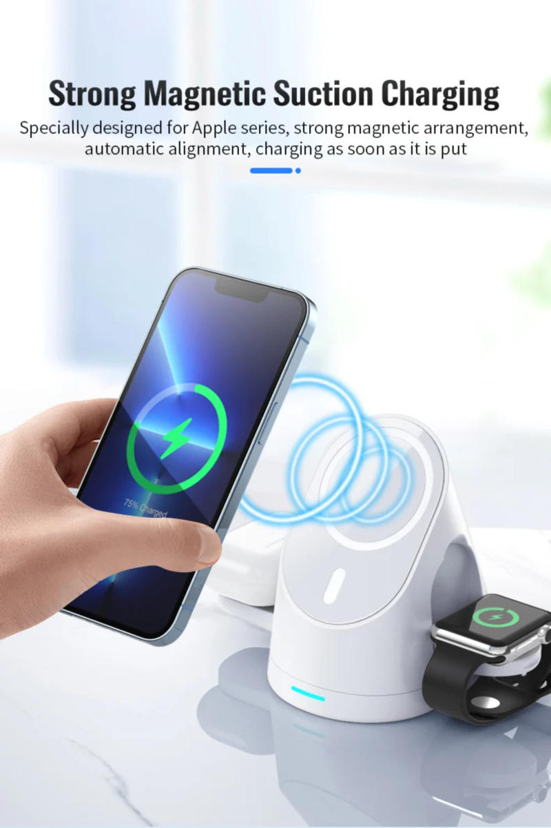 Description Picture 4 of item15W 3 in 1 Magnetic Wireless Chargers for iPhone 13 Pro Max Mini Charger for Apple Watch 7 6 SE 5 Airpods Pro 2 3 Charger Holder