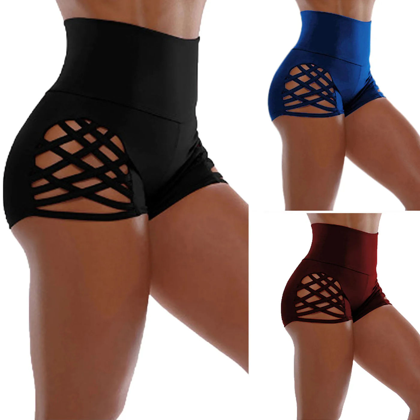 Description Picture 2 of itemWomen's Buttocks High Waist Solid Color Bandage Sweatpants Swim Shorts Fitness Stretch Control Panties Waist Slim Stretch Short