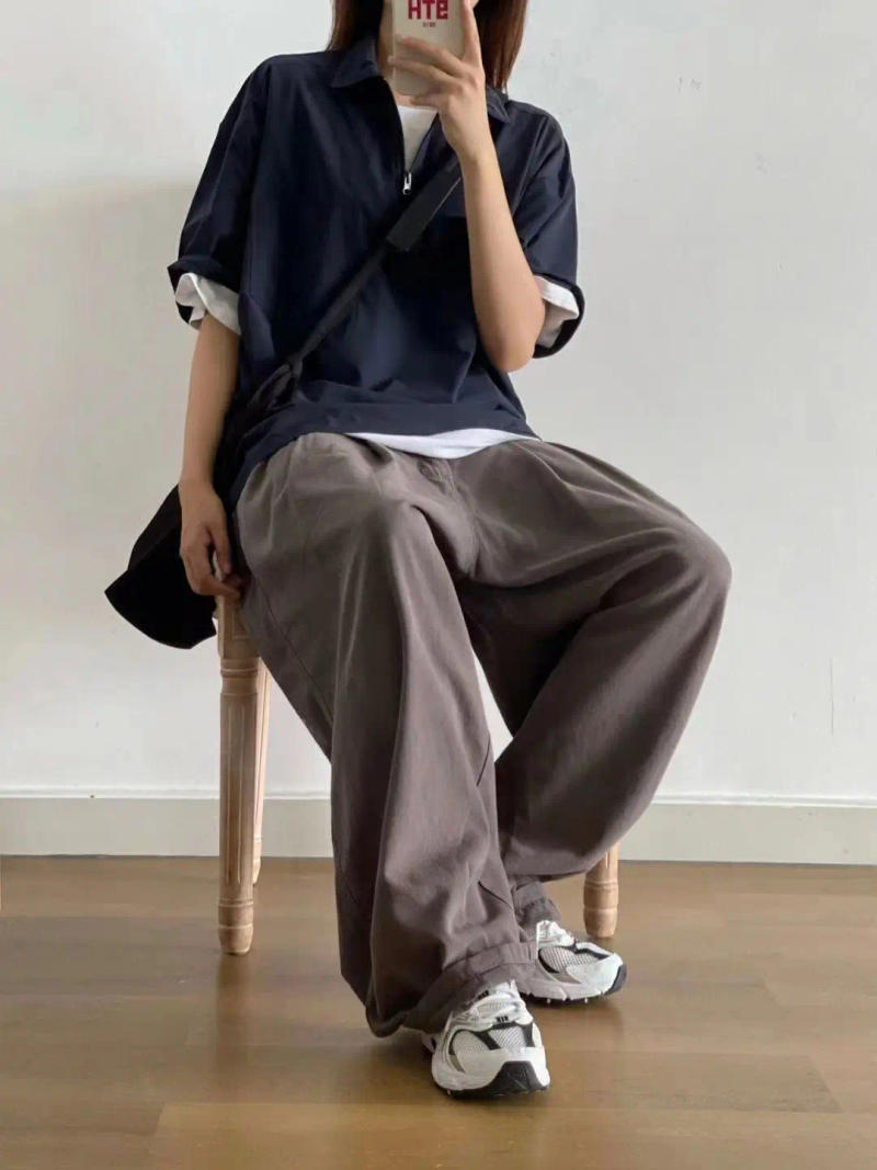 Description Picture 6 of itemDeeptown Japanese Oversized Women's Pants Gray Harajuku Style Baggy Fall Clothes Man Vintage Wide Leg Black Trousers Streetwear