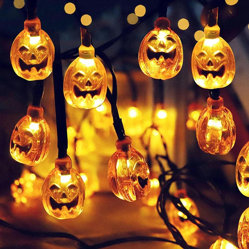 Description Picture 4 of item1.5m 10led Halloween Light String Pumpkin Skull Eye Balls Ghost Festival Party Lantern Trick Or Treat Happy Halloween Day Decor