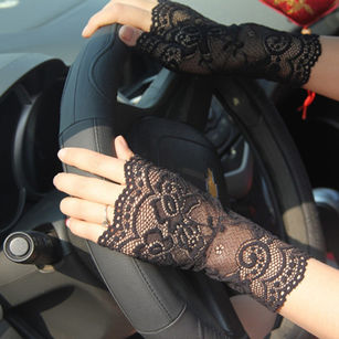 Women Sexy Fingerless Lace Driving Sunscreen UV Protection Wedding Party Gloves