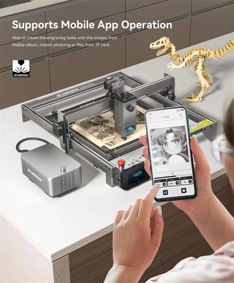 Description Picture 6 of itemATOMSTACK X20 S20 Pro 130W Wifi Laser Engraving Machine CNC Router Printer Cutting Machine DIY Wood Glass Metal Marking