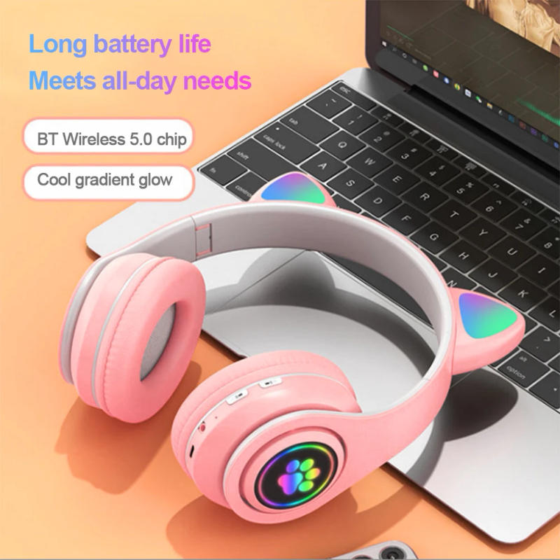 Description Picture 5 of itemCute Cat Ear Wireless Headphone Low Latency Bluetooth-Compatible Stereo Headsets Over-Ear Headphone for Smartphone/Pad/Laptop