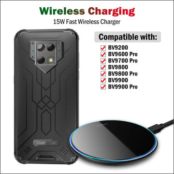 15W Fast Qi Wireless Charger for Blackview BV9200 BV9600 BV9700 BV9800 BV9900 Pro Wireless Charging Pad with Type-C Cable