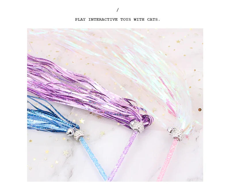 Description Picture 6 of itemCat Toy Beautiful Multicolor Squeaky Paper Feather Hand Pole Toy Pet Cat Catcher Durable Hand Lever Toy Fun Long Size Plush