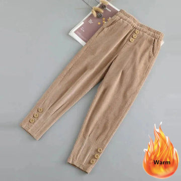 Winter Plus Velvet Corduroy Harem Pants Women's Oversized 4xl Baggy Casual Pantalones Elastic High Waist Warm Thicken Spodnie