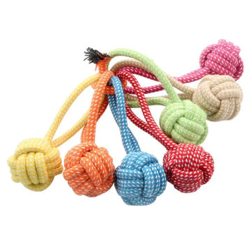 Dog Toy Chew Cotton Rope Teeth Clean Ball Rope Toys Ball Tough Rope Tug of War & Fetching Random Color