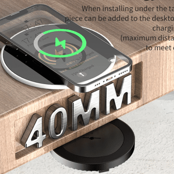 Induction Hidden Desk Wireless Charger Dock for iPhone/Samsung Phone 40MM Long Distance Invisible Wireless Charger for All phone