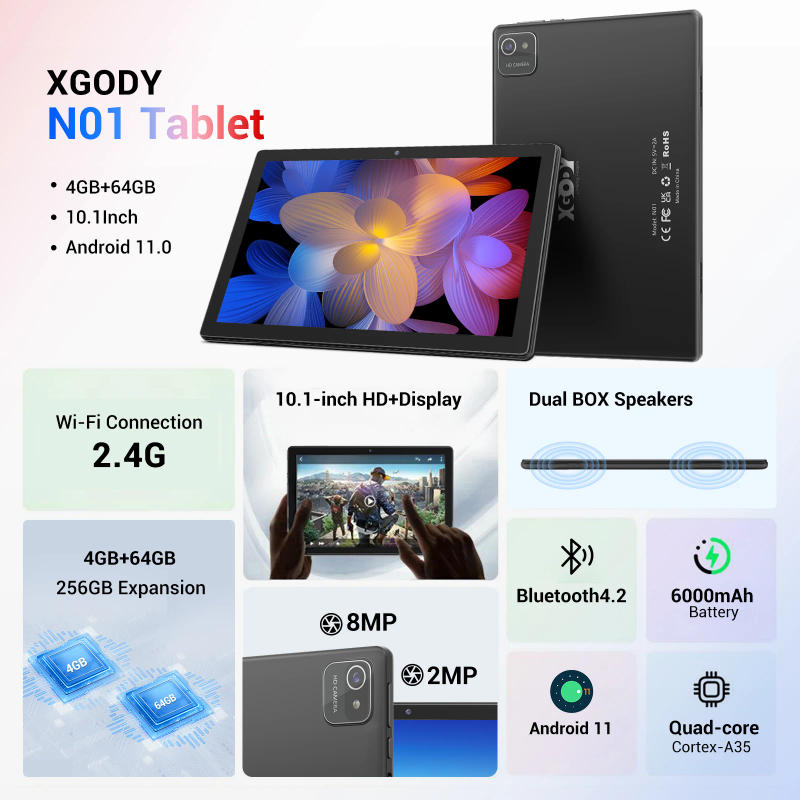 Description Picture 3 of itemXGODY 10inch Tablet Android Tablets 6GB 128GB IPS Screen Quad-core Ultra-thin 5G WiFi Bluetooth GPS Type-C PC With Keyboard