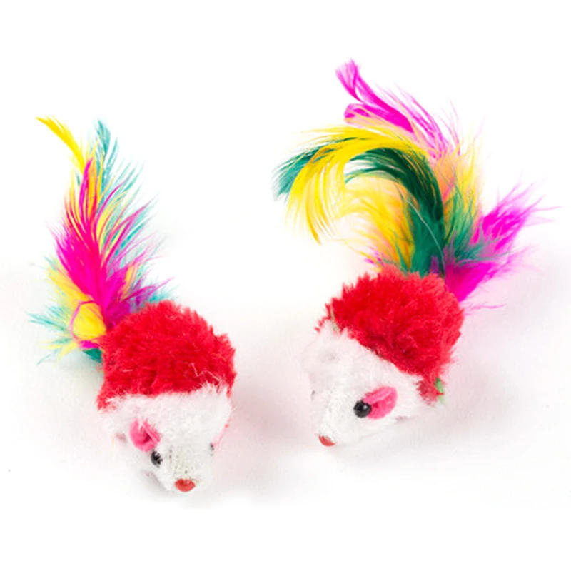 Description Picture 4 of item10Pcs/Pack Cat Toys False Mouse Pet Cat Toys Mini Funny Playing Toys For Cats with Colorful Feather Plush Mini Mouse Toys