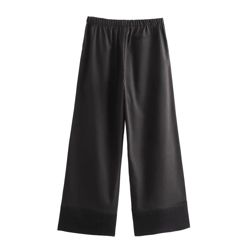 Description Picture 3 of itemTRAF Plaid Wide Leg Pants for Women Contrast Mid Rise Baggy Pants Woman Pleated Casual Trousers Womens Streetwear Women's Pants