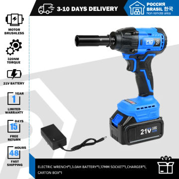 Impact Wrench 21V Electric Cordless Torque Wrench Brushless Socket Li-ion Battery Household Repair Power Tool PROSTORMER