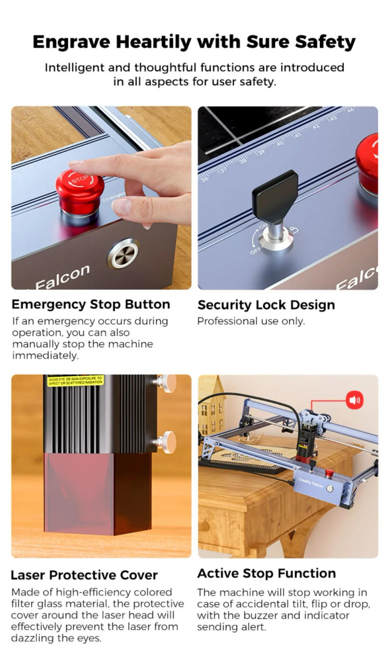 Description Picture 6 of itemCreality Official Falcon Pro 10W Laser Engraver CNC Machine DIY Laser Cutter Engraver Machine for Metal Wood Acrylic Leather