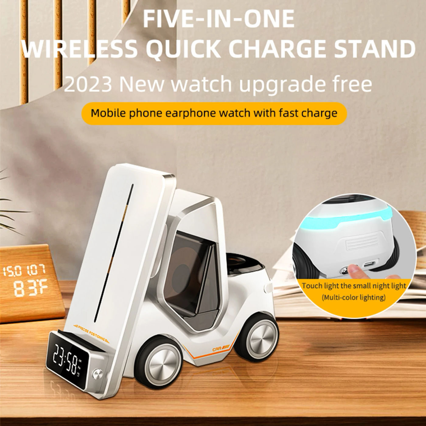 Description Picture 2 of itemForklift Design Universal Wireless Charger Station For Smart Watch Car Design Night Light Charging Station