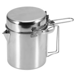 1L Stainless Steel Cooking Kettle Pot Pan Portable Outdoor Camping Kamp Backpacking Pot Cookware with Foldable Handle