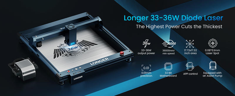 Description Picture 2 of itemLonger B1 30W Laser Engraver Cutting Engraving Machine Strong Power Large work Area 450x440mm