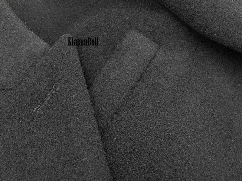 Description Picture 6 of item10.20 KlasonBell Winter New Black Temperament Shoulder Pads Double Breasted Thick Keep Warm Long Woolen Coat Women