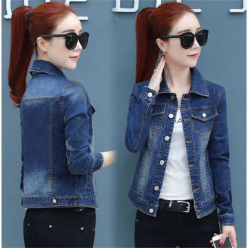 2022 New Short Denim Jackets Women Coat Wash Long Sleeve Vintage Casual Jean Jacket Bomber Denim Coat 3Xl 5Xl P326