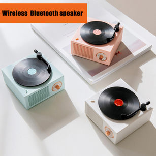 Mini Retro Vinyl Record Wireless Bluetooth Speaker Knob Control AUX Music Player