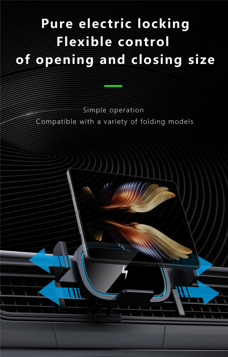 Description Picture 6 of itemAutomatic Clamping Wireless Car Charger Mount For Samsung Galaxy Z Fold 4 3 2 S22 S21 iPhone 14 13 12 Max Air Vent Phone Holder