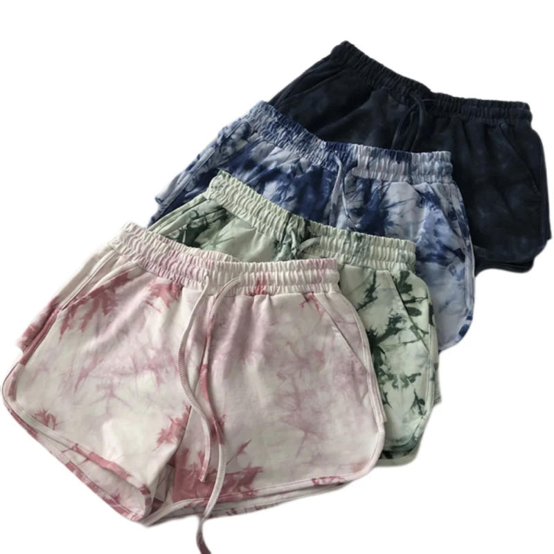 Description Picture 3 of itemOnce Women 2023 Gym Workout Yoga Drawstring Short Pants Summer Casual Home wear Pants Ladies Tie Dye Printed Sports Bottoms