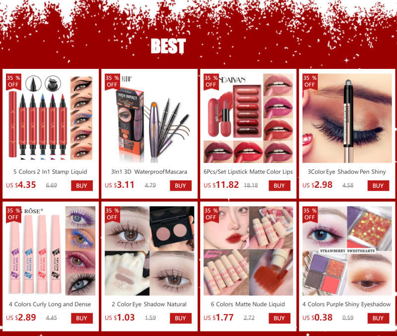 Description Picture 2 of item3pcs/box Matte Sequins Eye Shadow Palette Smooth Black Liquid Eyeliner Pen Shining High Gloss Highlight Eye Makeup Set Cosmetics