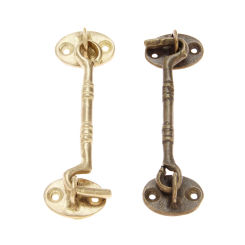 Antique Bronze Hook and Eye Latch Cabin Hook and Eye Brass Heavy Duty Cabinet Latches for Door Gate Window Closet Shed 11cm