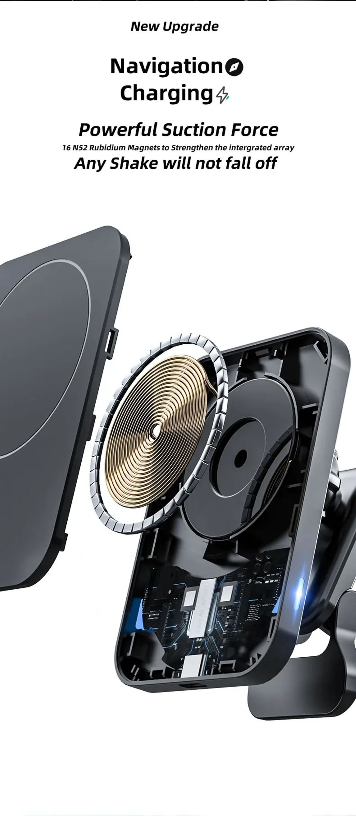 Description Picture 4 of item15W Fast Qi Magnetic Wireless Charger Car Air Vent Phone Holder Mount Compatible with Magsafe Case for iPhone 12 13 Pro Mini Max