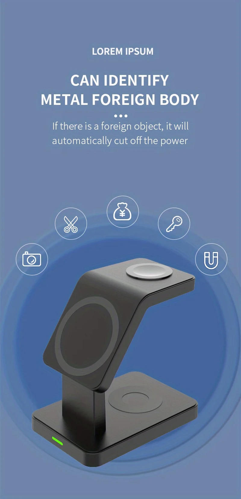 Description Picture 6 of item30W 3 in 1 Magnetic Wireless Charger Stand For iPhone 15 14 13 12 Pro Max Apple Watch 8 7 6 Airpods Pro Fast Charging Station