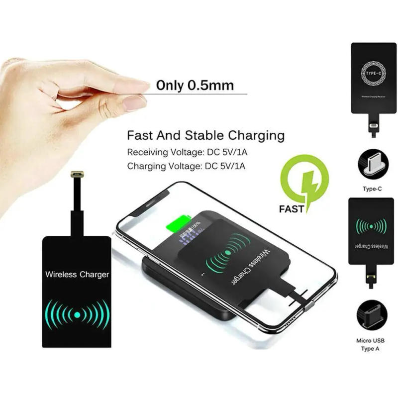 Description Picture 3 of itemUniversal Fast Wireless Charger Adapter Wireless Charging Receiver Patch For Android Micro Usb Type-c Mobile Phone