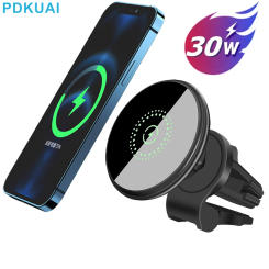 PDKUAI Wireless Car Charger Magnetic 30W Fast Charging Mount Safe Air Vent Clip Phone Holder for iPhone 14 13 12 Pro Max Mini