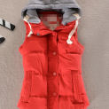 New Winter Hooded Cotton Vests Contrast-Color Sleeveless Jacket For Women's Clothing Free Shipping Office Lady Red Coats