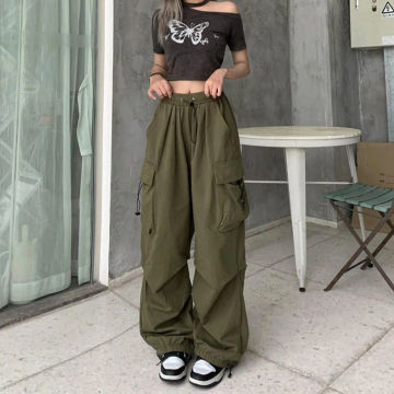 Y2k Cargo Pants Women Streetwear Casual Wide Leg Pants Harajuku Vintage Solid Baggy Straight Trousers Ladies Oversize Sweatpants