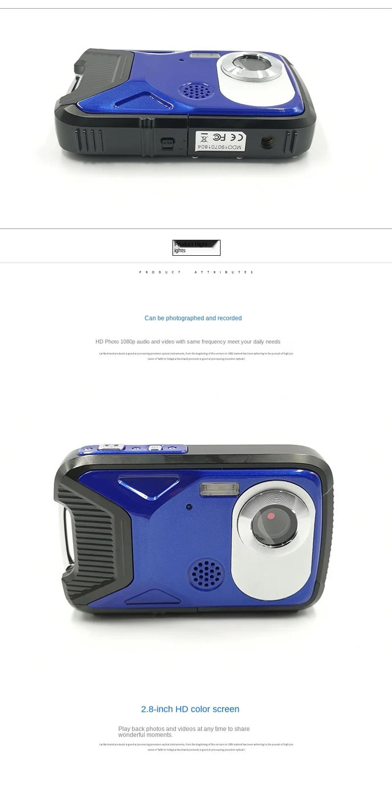 Description Picture 6 of itemELRVIKE HD1080P HD Waterproof Digital Camera Bare Metal Diving Camera 2.8 Inch Color Screen Panoramic Video