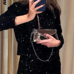 Women's Fashion Sequin Shorts Suit Female Shiny Jacket Top Two Piece Set Chic High Waist Shorts Lady Christmas Party Pantdress