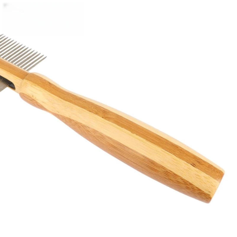 Description Picture 4 of itemPet comb with wooden handle and double row comb