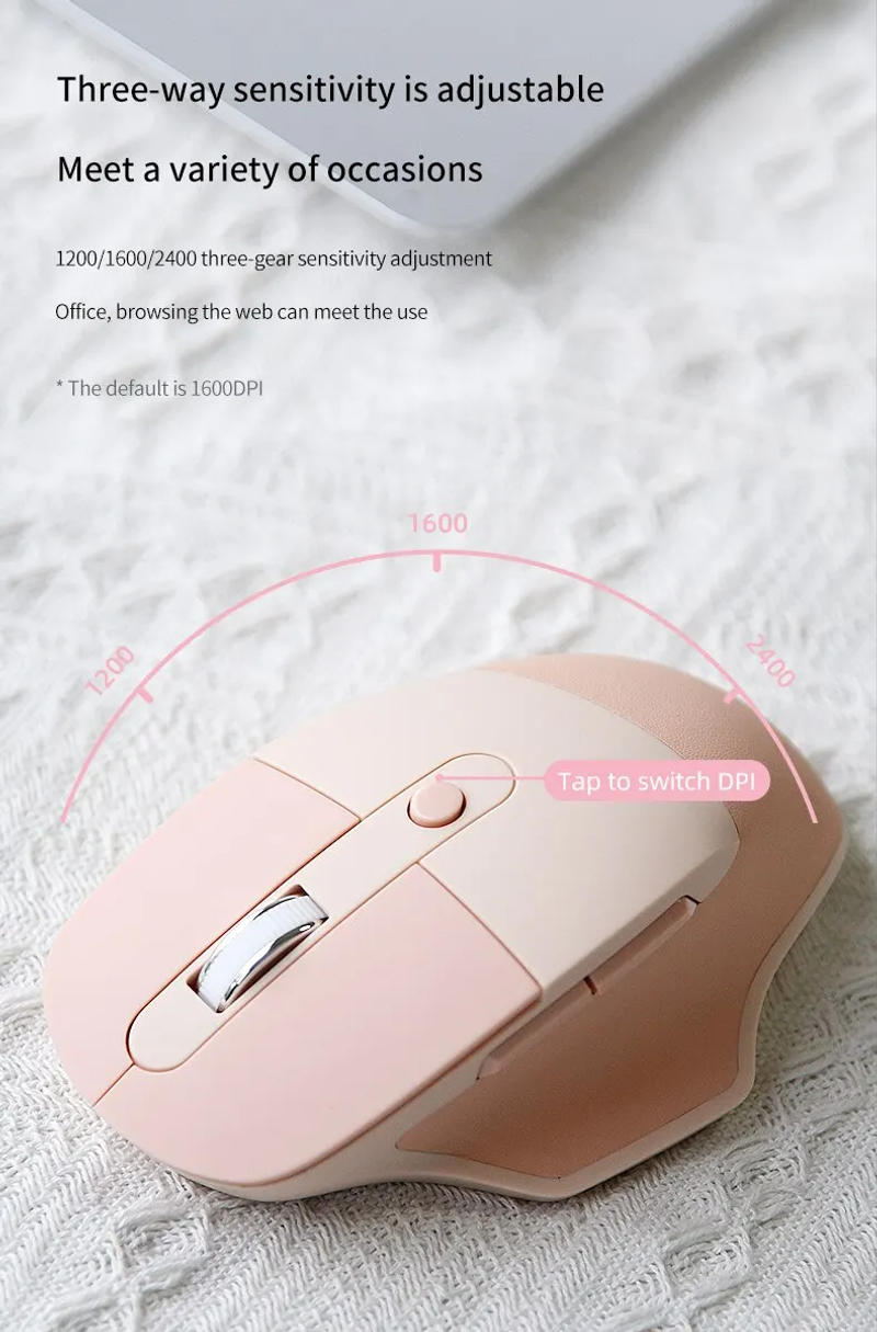 Description Picture 6 of itemMofii M4DM Ergonomic Mouse, Wireless Bluetooth Or USB Receiver, 6 Buttons, Windows/macOS/iPadOS Compatible, Laptop