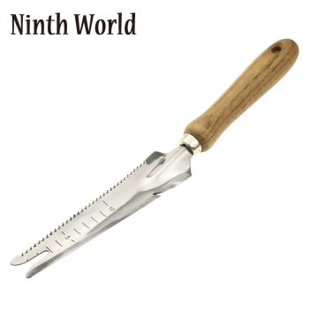 1Piece Stainless Steel Gardening Shovel Spade Manual Weeder With Sawtooth Can Opener Wood Handle Digging Soil Knife Garden Tool