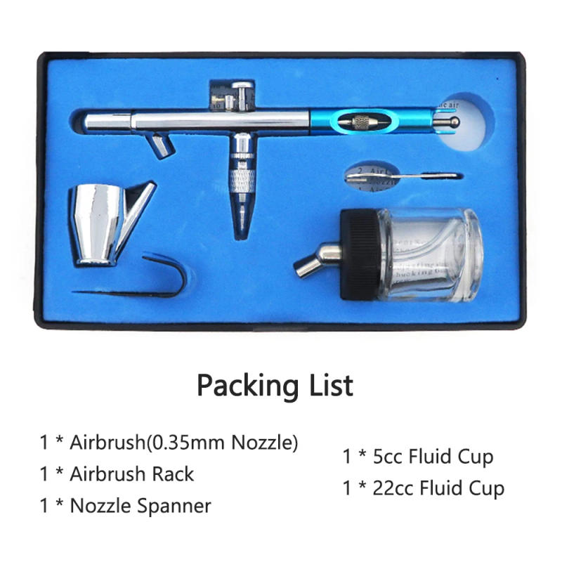 Description Picture 5 of item0.35mm Siphon Feed Dual-action Airbrush Kit Set Spray Gun with 5cc & 22cc Fluid Cup for Art Craft Painting Nail Art Tattoo Cake