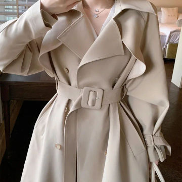 Fashion Women Trench Long Sleeve Streetwear French Style Jackets Vintage Slim Thickening Lapel 2023 New Autumn Winter Coats