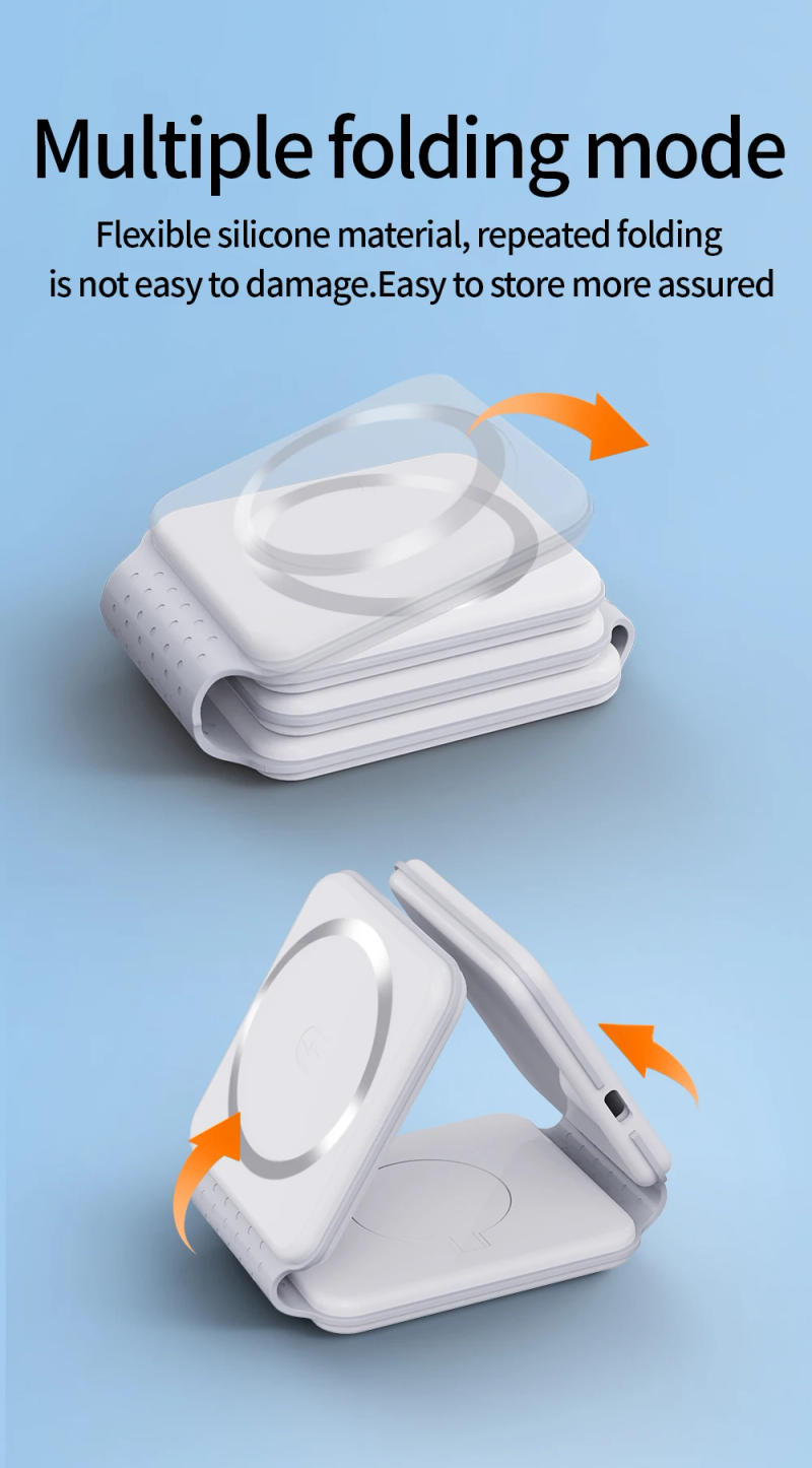 Description Picture 4 of item30W Magnetic Wireless Charger Pad Macsafe Foldable for iPhone 14 13 12 Pro Max Apple Watch 8 7 AirPods 3 in 1 Fast Charging Dock