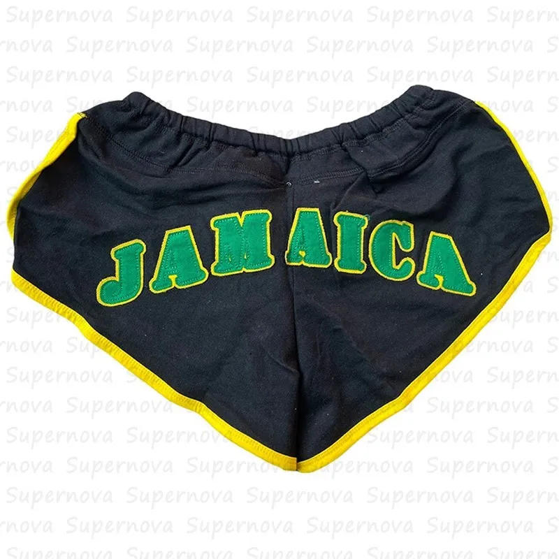 Description Picture 4 of itemAesthetics Womens Shorts Letter Embroidery Casual Korean Wide Leg Pant Drawstring Elastic Waist Bikers Shorts Y2k Clothes