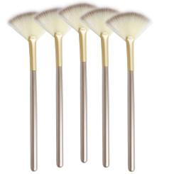 5pcs Fan Brushes Facial Brushes Soft Makeup Brush Cosmetic Applicator Tools Wooden Handle and Soft Fiber for Glycolic Peel Mask