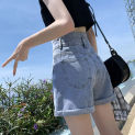 Short Women 2023 New High Waist Jeans Shorts Loose Show Thin Summer wide-legged Shorts WBX826