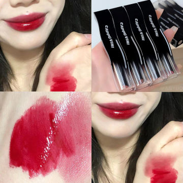 Fashion Wavy Black Tube Lip Gloss Glass Lip Makeup Crystal Lipgloss Long Lasting Moisturizing Liquid Lipstick Lip Tint Cosmetics