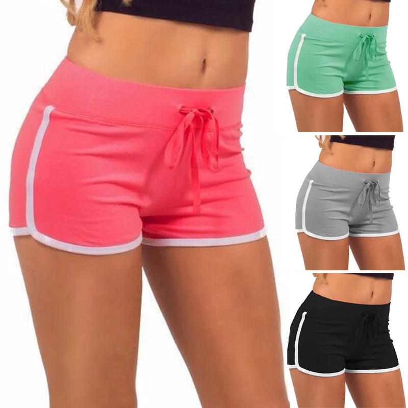 Description Picture 3 of itemSummer Fast Drying Sports Pants for Women Cotton Shorts Contrast Binding Side Split Elastic Waist Casual Shorts Yoga Short