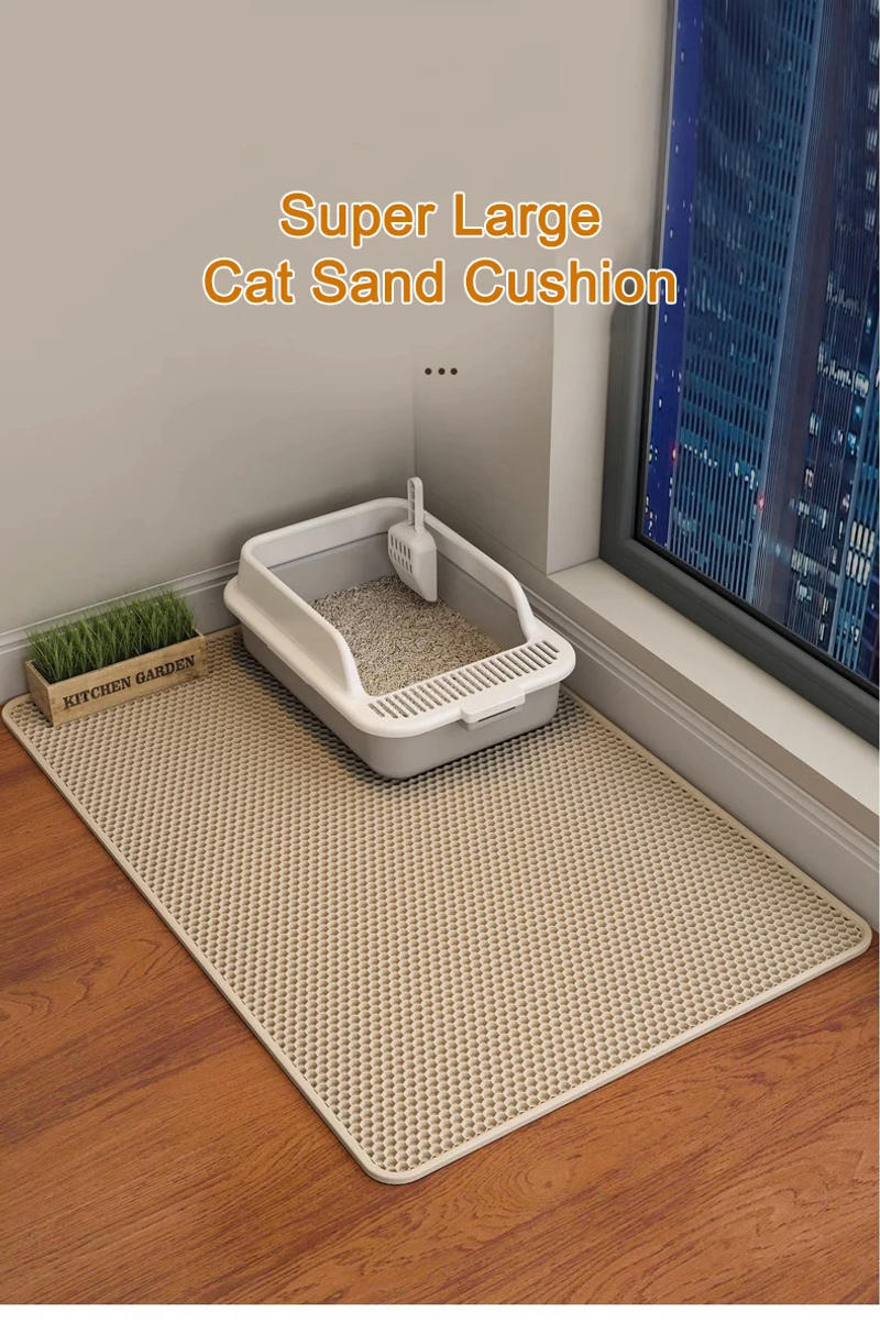 Description Picture 2 of itemDouble Layer EVA Cat Litter Mat Non-Slip Waterproof Pet Sand Filter Box Pads Wasted Washable Trays Cleaning ​Mats Accessories